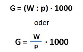 Formel zur Berechnung des Grundwertes (Promille)
