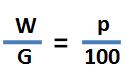Grundgleichung Prozentrechnung: W/G = p/100